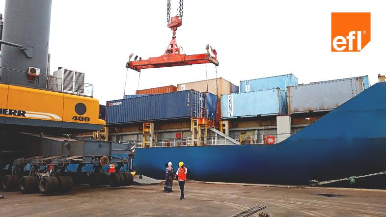 Crane loading shipping containers