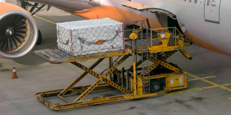 Cargo being loaded onto plane