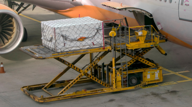 Cargo being loaded onto plane