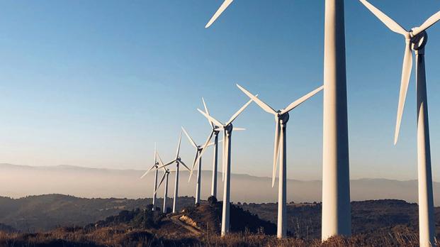 Windmill farm in the California hills