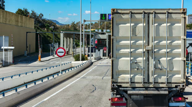 Truck at customs border